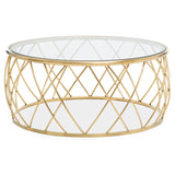 Golden Geometric Glass Coffee Table