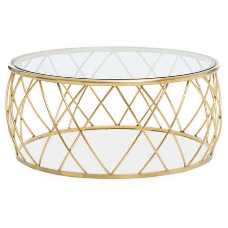 Golden Geometric Glass Coffee Table