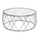 Silver Geometric Glass Coffee Table