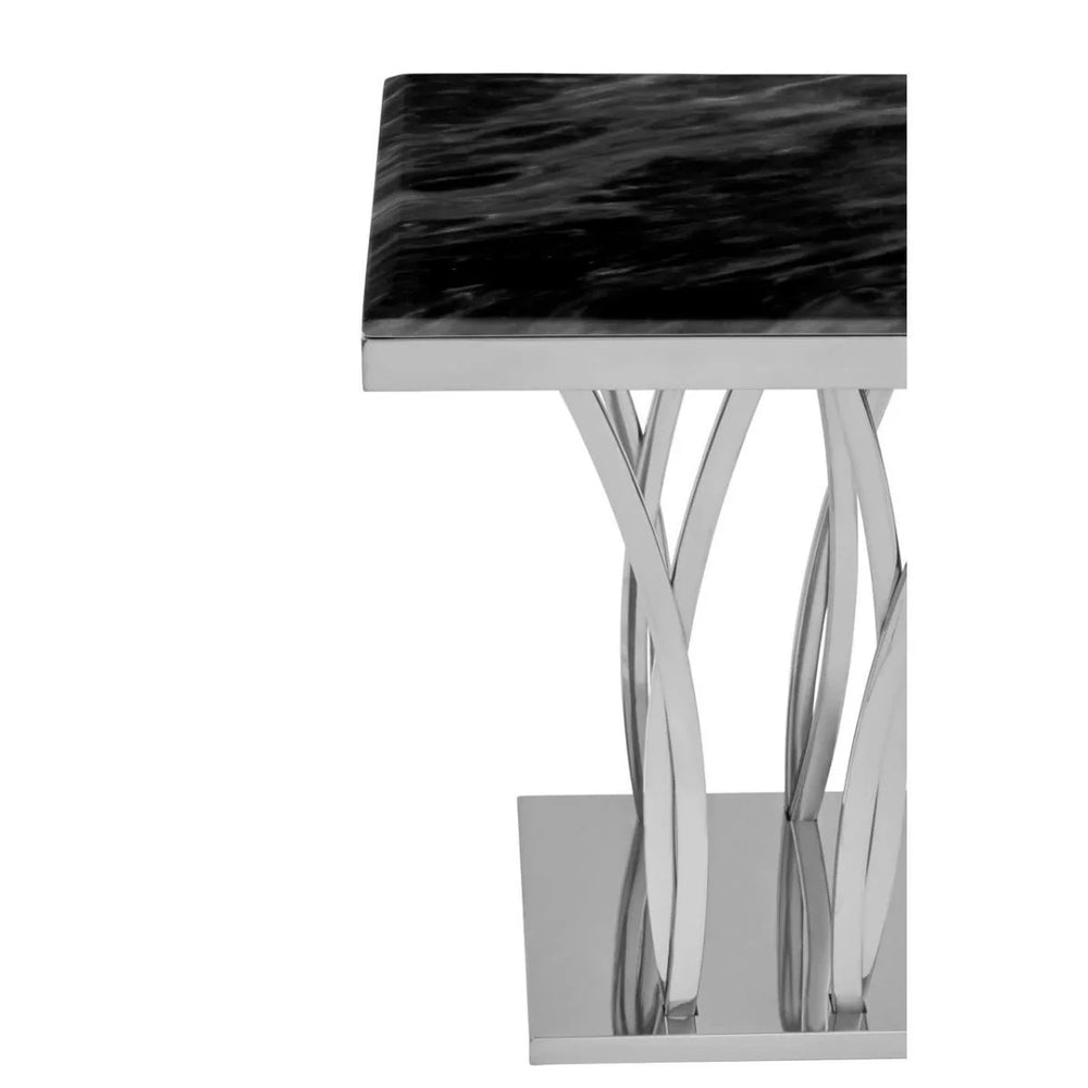 Elegant Marble Silver Side Table