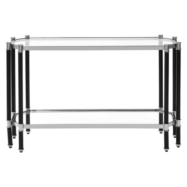 Sleek Glass Steel Console Table
