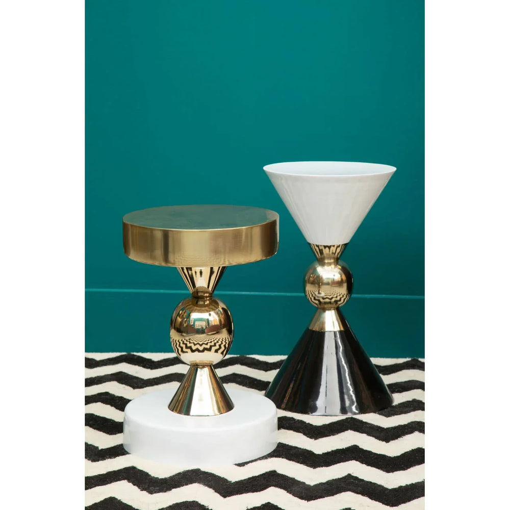 Golden Black Abstract Side Table