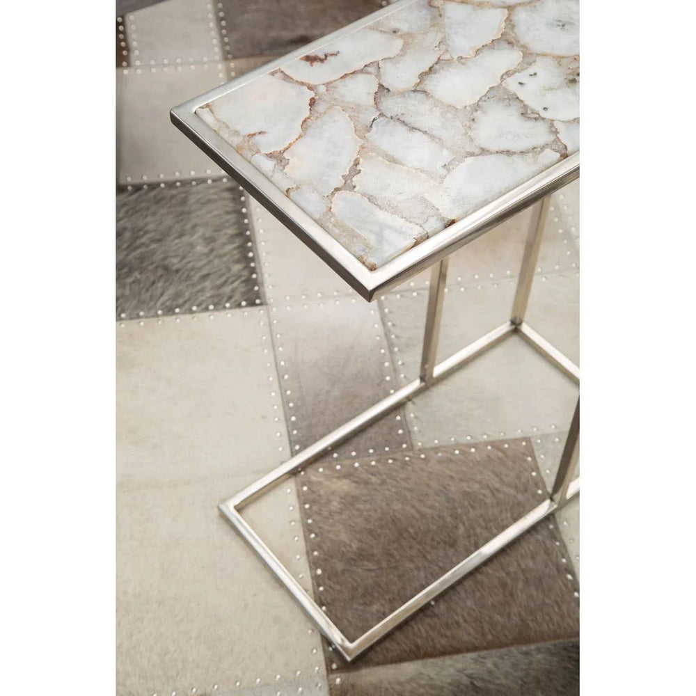 Agate White Silver Side Table
