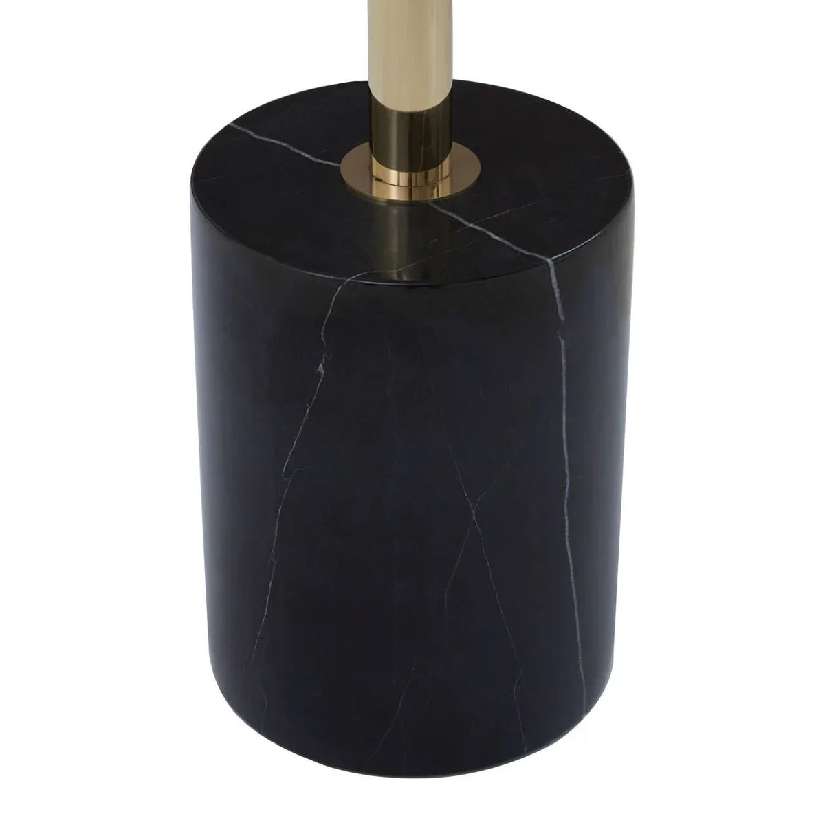 Black marble table base with gold metal pole detail, modern furniture accent