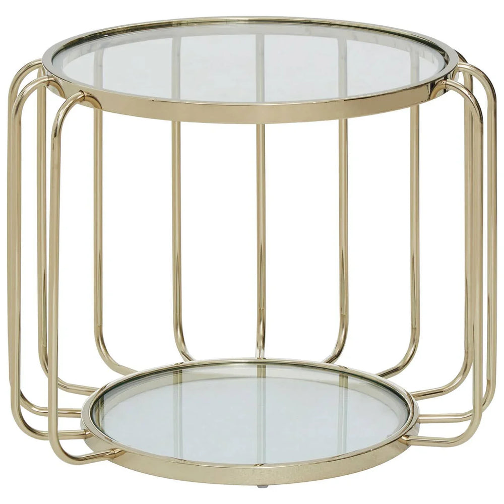 Gleaming Steel Glass Side Table