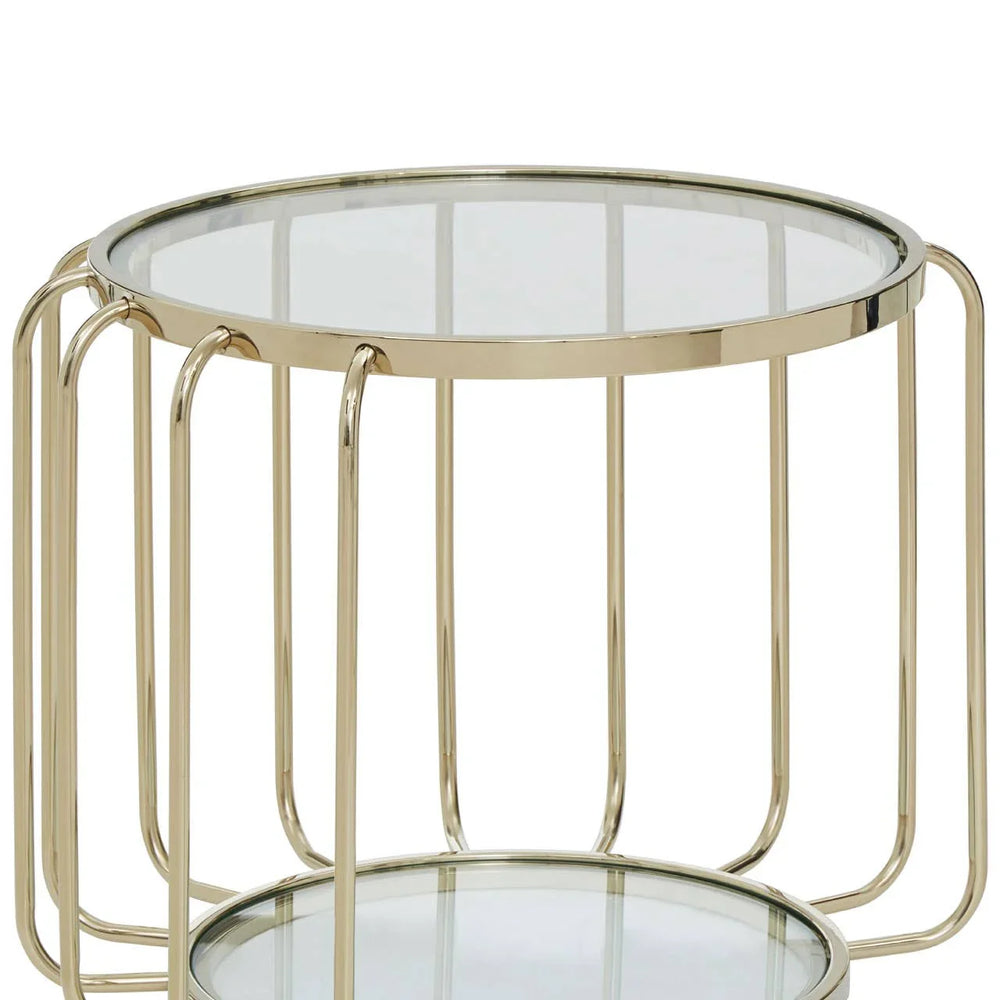 Gleaming Steel Glass Side Table