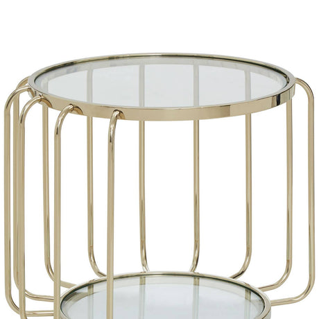 Gleaming Steel Glass Side Table