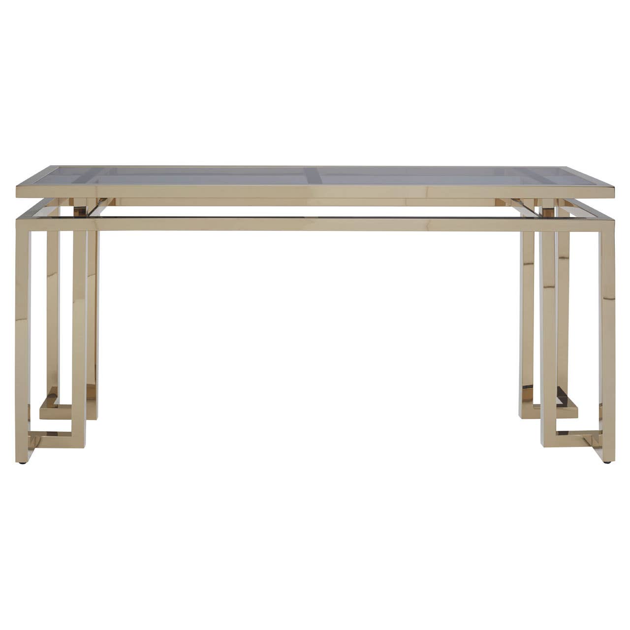 Golden Geometric Glass Console Table