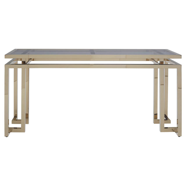 Golden Geometric Glass Console Table