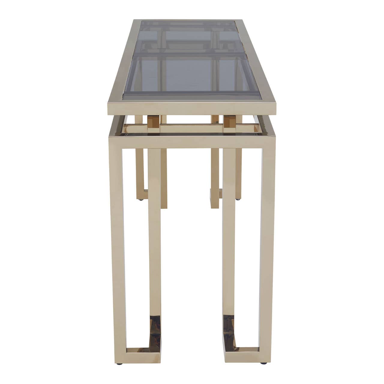 Golden Geometric Glass Console Table