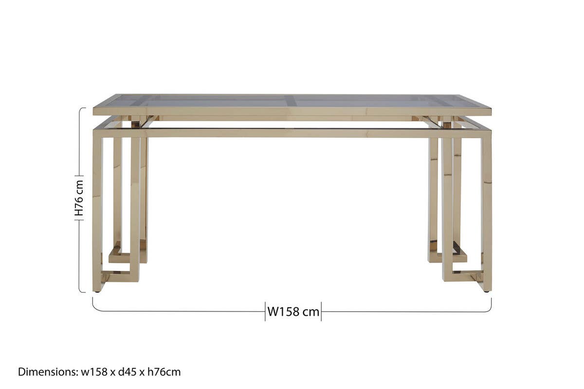 Golden Geometric Glass Console Table