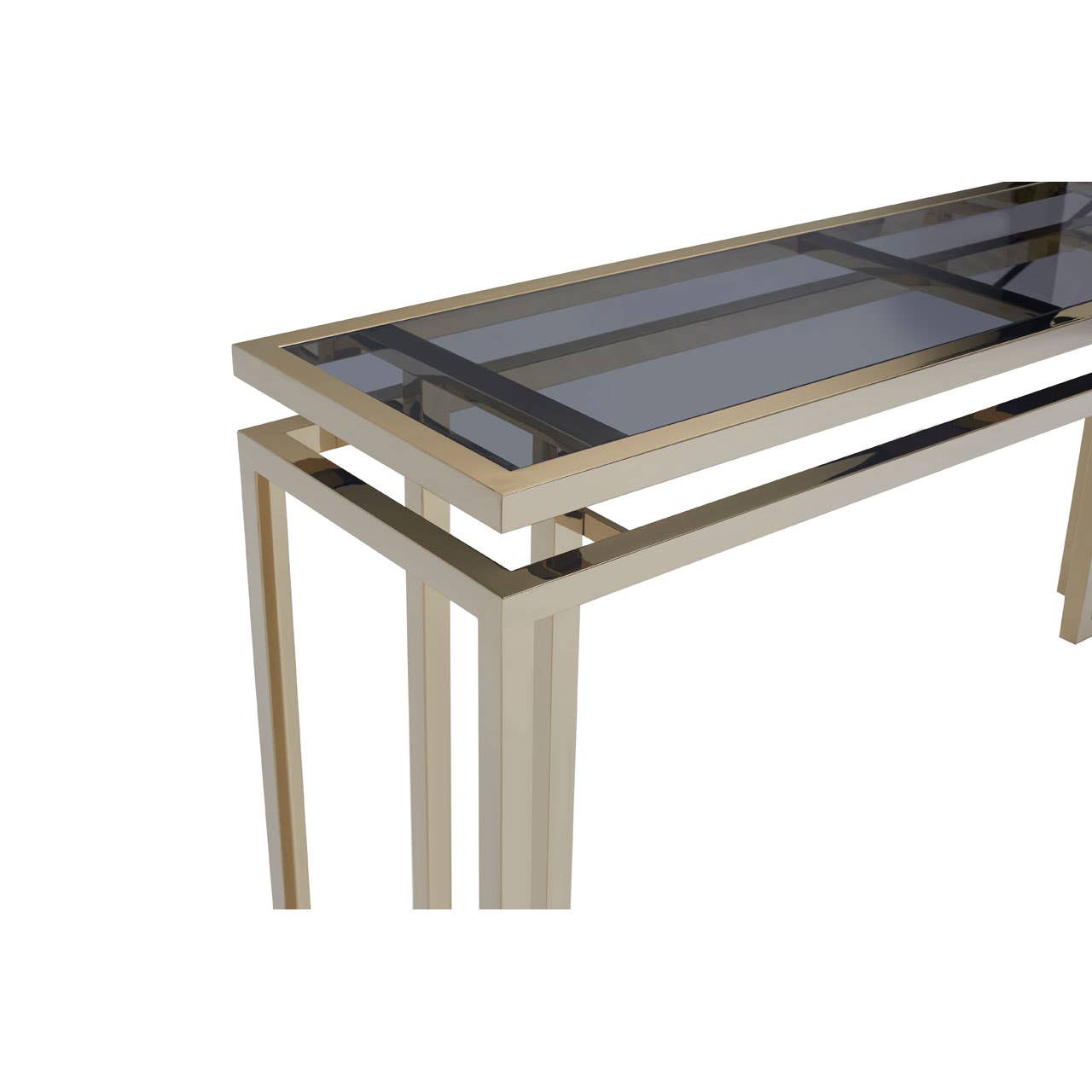 Golden Geometric Glass Console Table