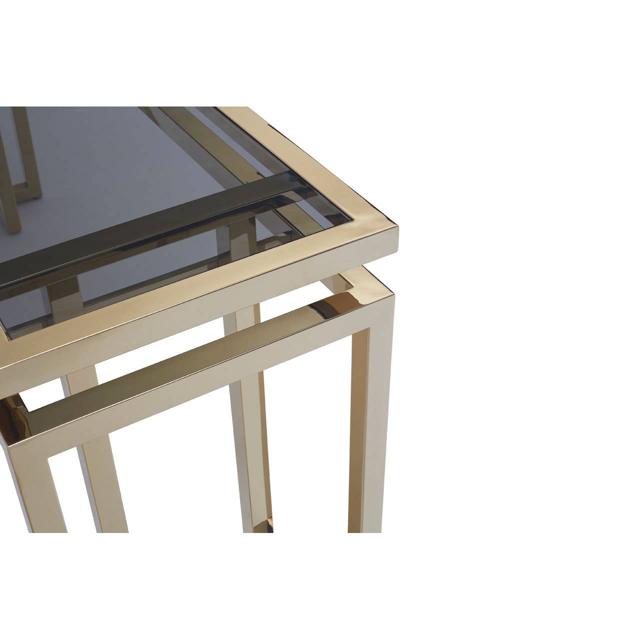 Golden Geometric Glass Console Table
