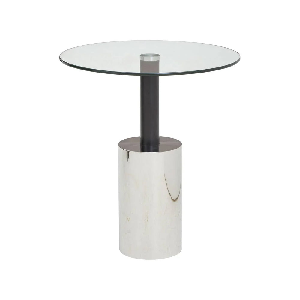 Silver Base Glass End Table