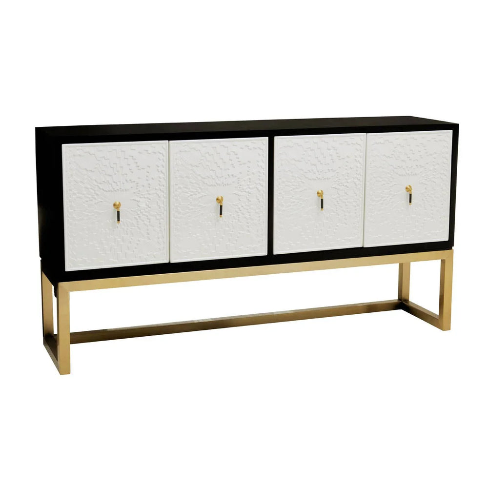 Monochrome Mid Century Modern Sideboard with Gold Accents
