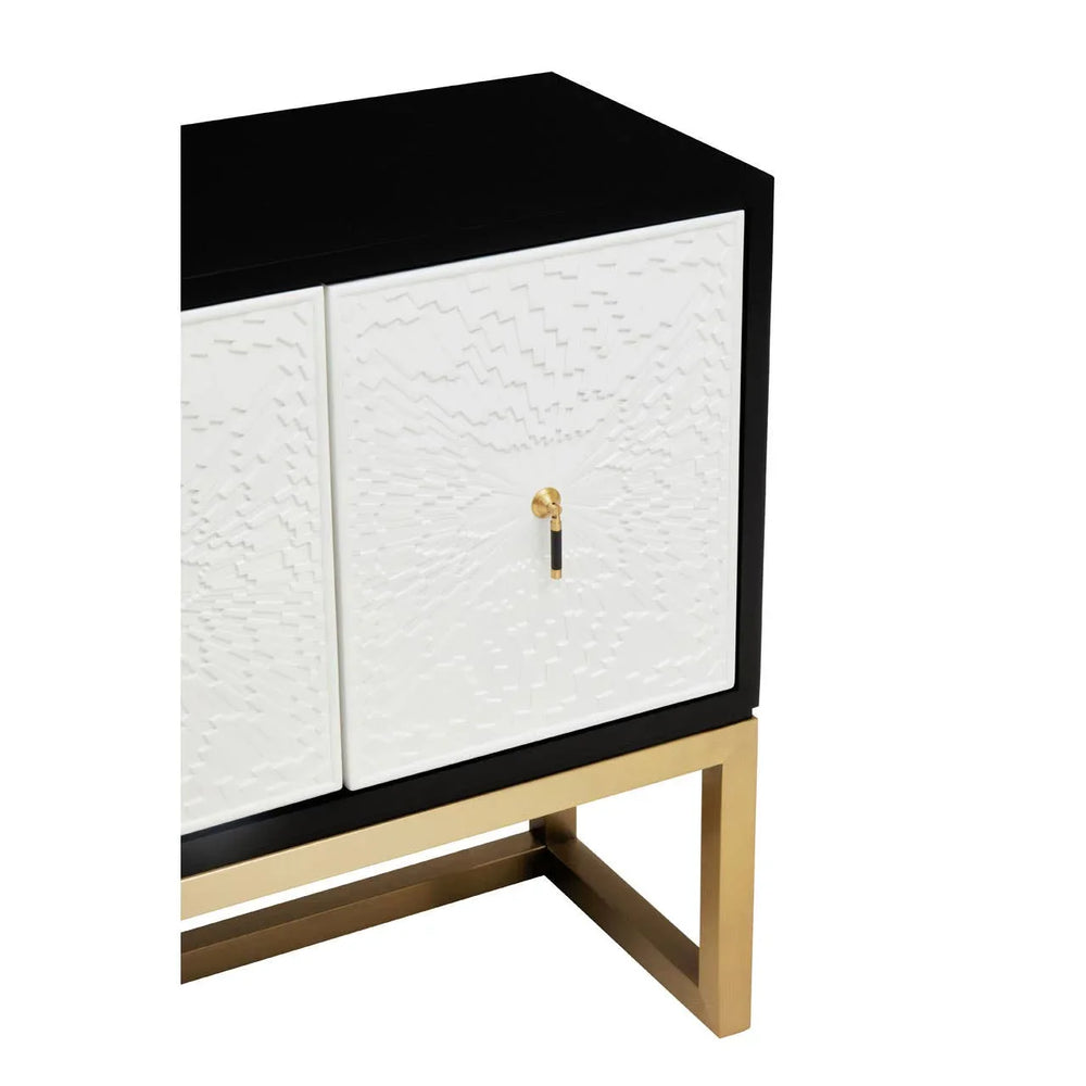 Monochrome Mid Century Modern Sideboard with Gold Accents