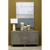Luxury Grey Shagreen Three Drawer Sideboard with Gold Accents