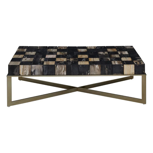 Fossil Wood Checkerboard Coffee Table