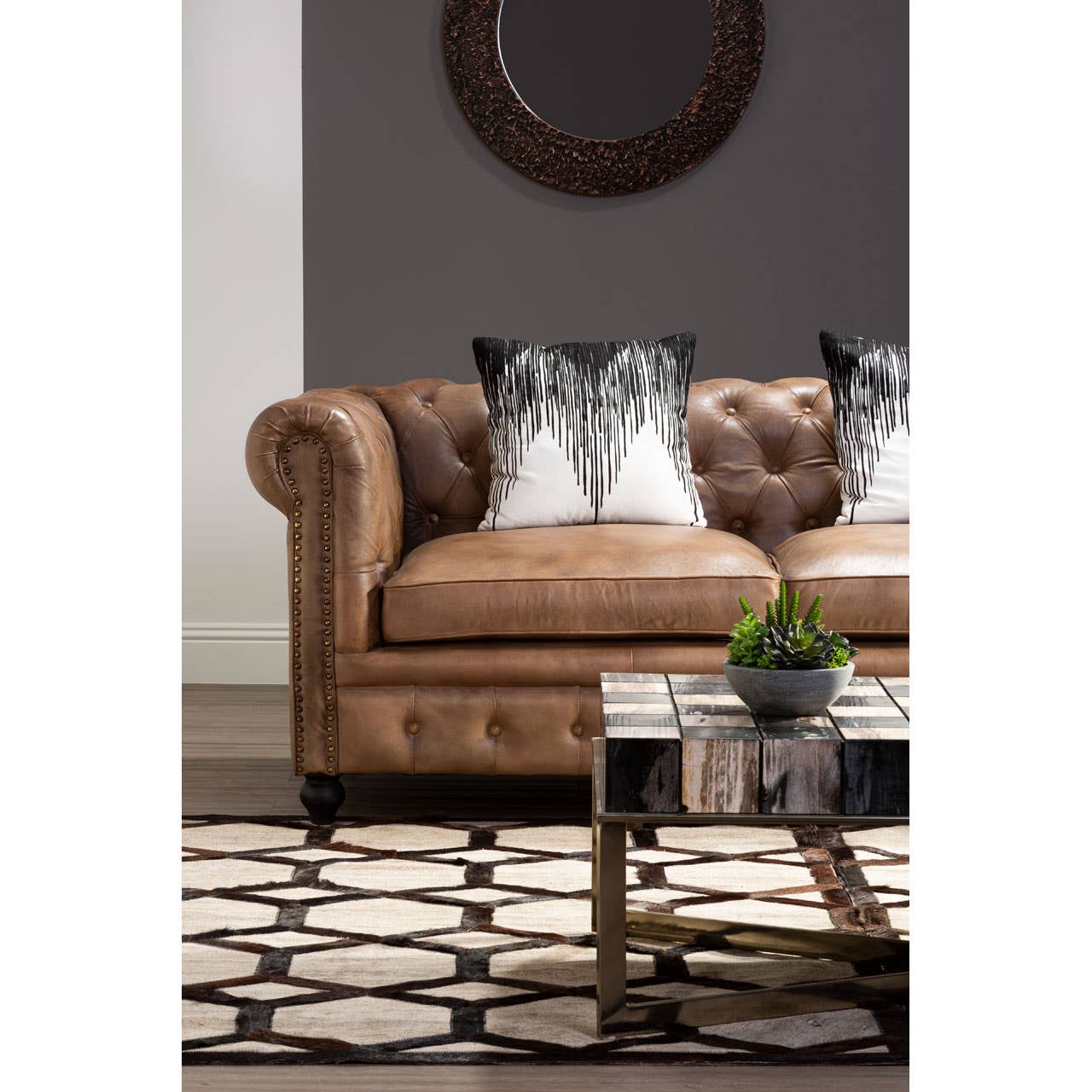 Fossil Wood Checkerboard Coffee Table