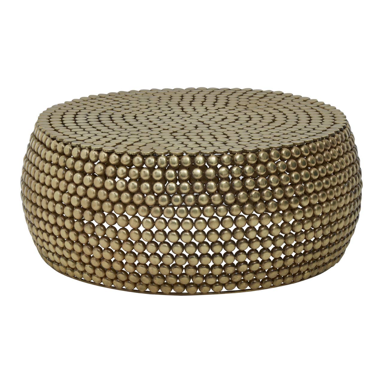 Golden Beaded Round Coffee Table