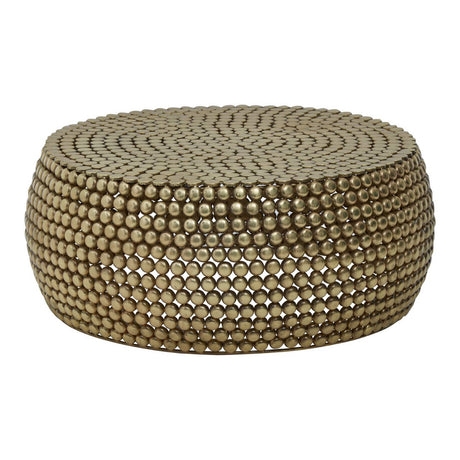 Golden Beaded Round Coffee Table