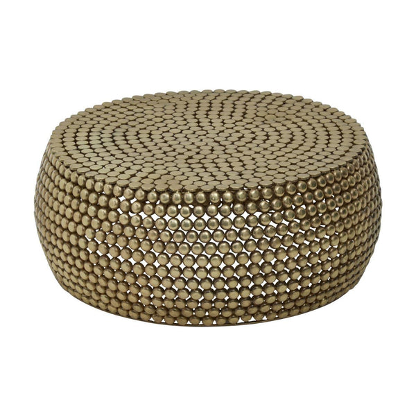 Golden Beaded Round Coffee Table