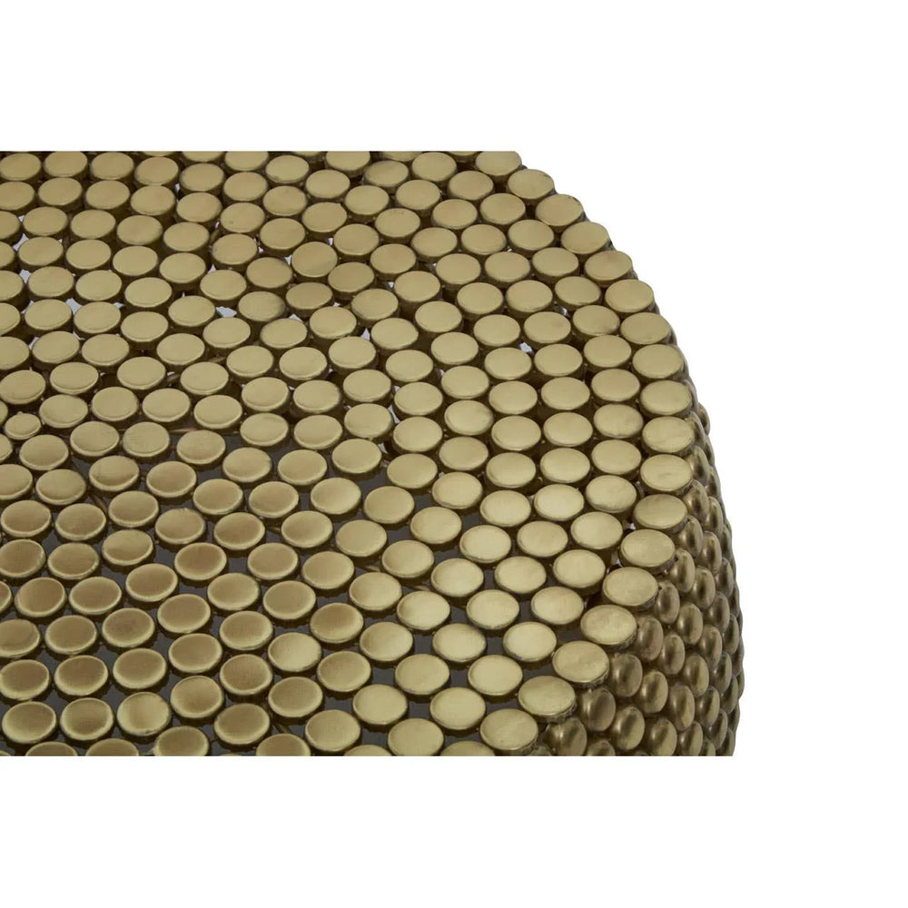 Golden Beaded Round Coffee Table
