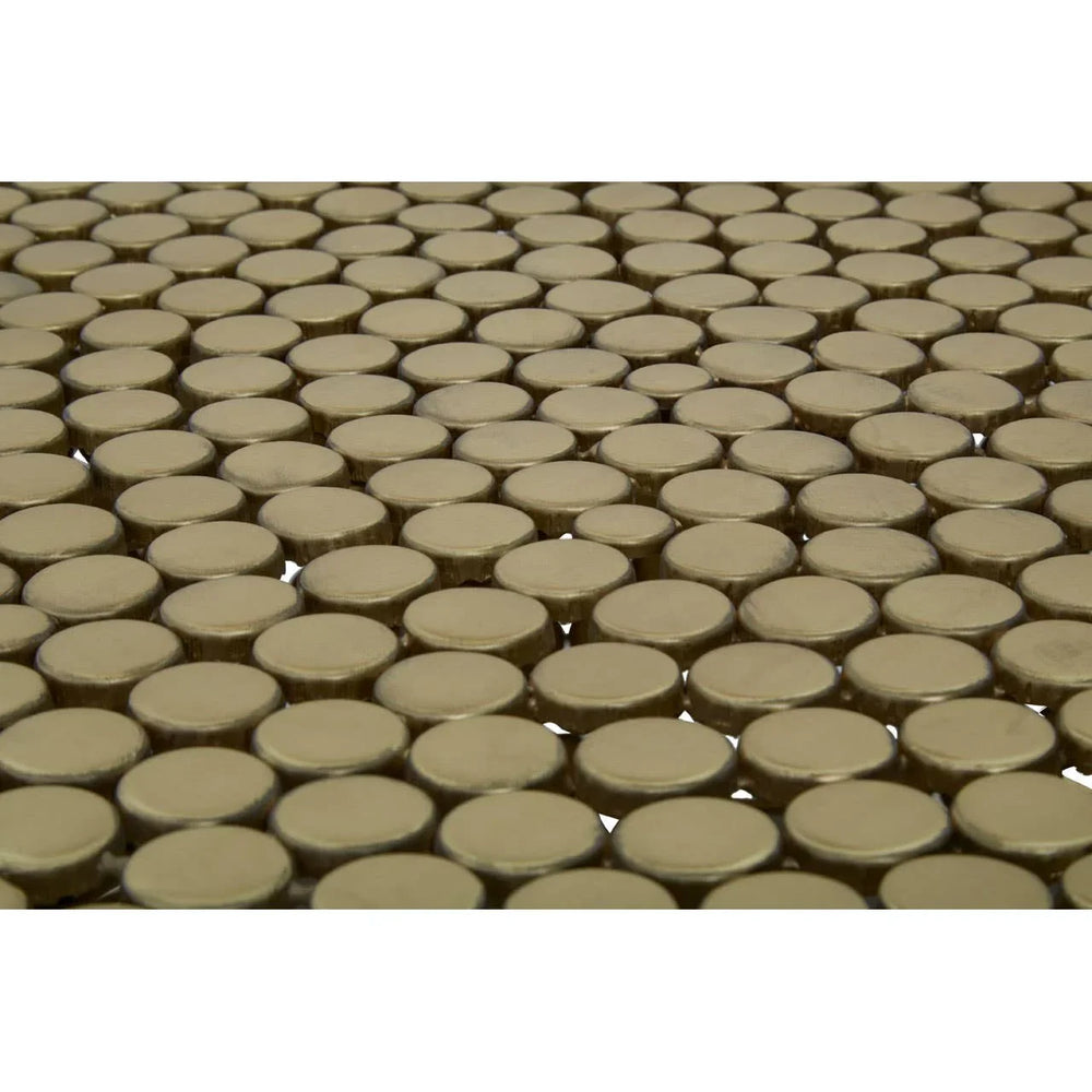 Golden Beaded Round Coffee Table