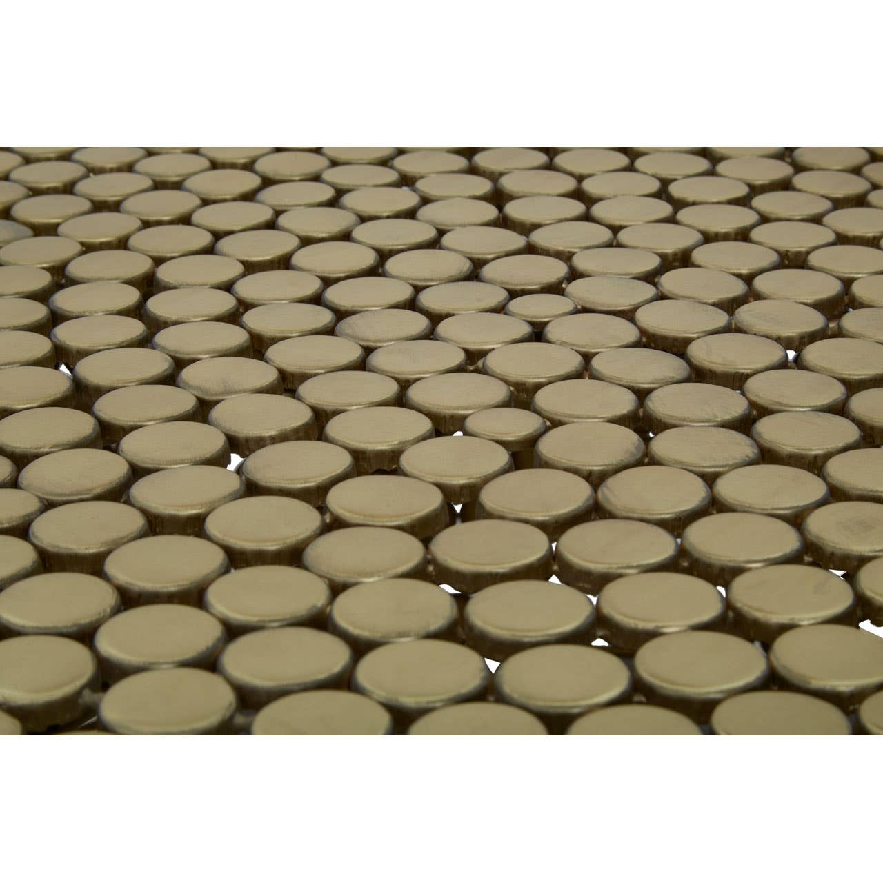 Golden Beaded Round Coffee Table
