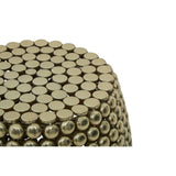 Gold-finished stool and side table featuring a textured surface made up of circular patterns, showcasing a modern and stylish design suitable for various home decor settings
