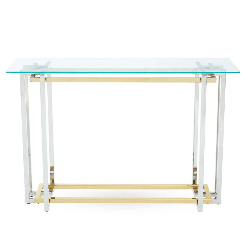 Golden Silver Glass Console Elegance