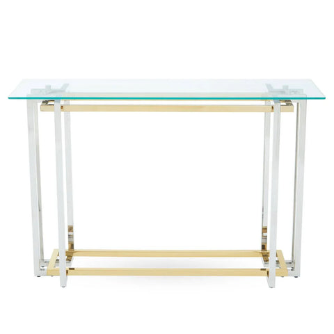 Golden Silver Glass Console Elegance