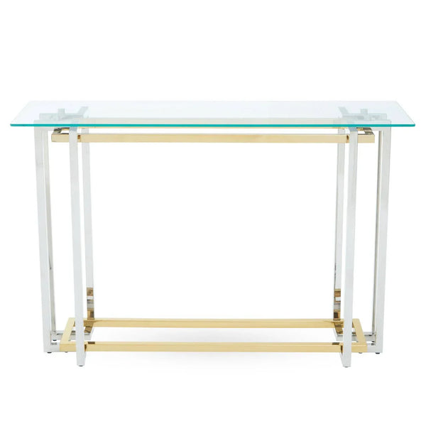 Golden Silver Glass Console Elegance