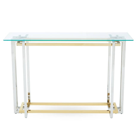 Golden Silver Glass Console Elegance