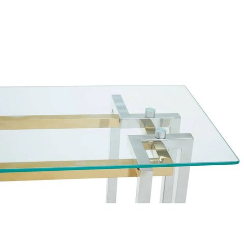 Golden Silver Glass Console Elegance