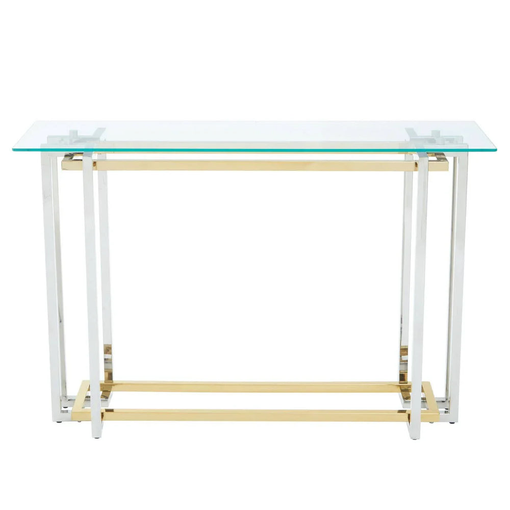 Golden Silver Glass Console Elegance
