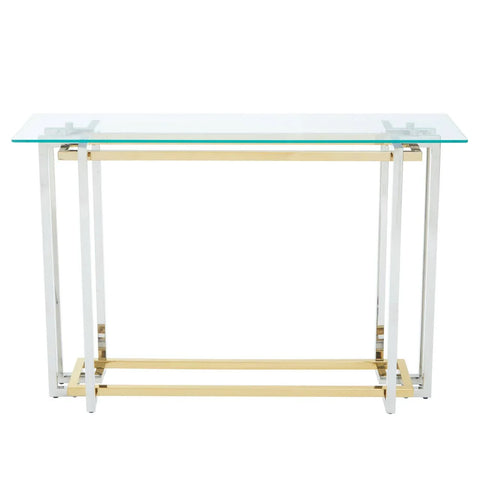Golden Silver Glass Console Elegance