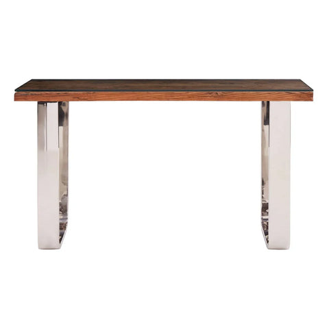 Rustic Wood Glass Console Table