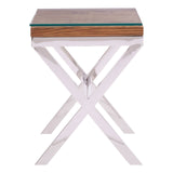 Rustic Wood Glass Side Table