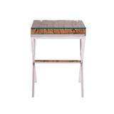 Rustic Wood Glass Side Table