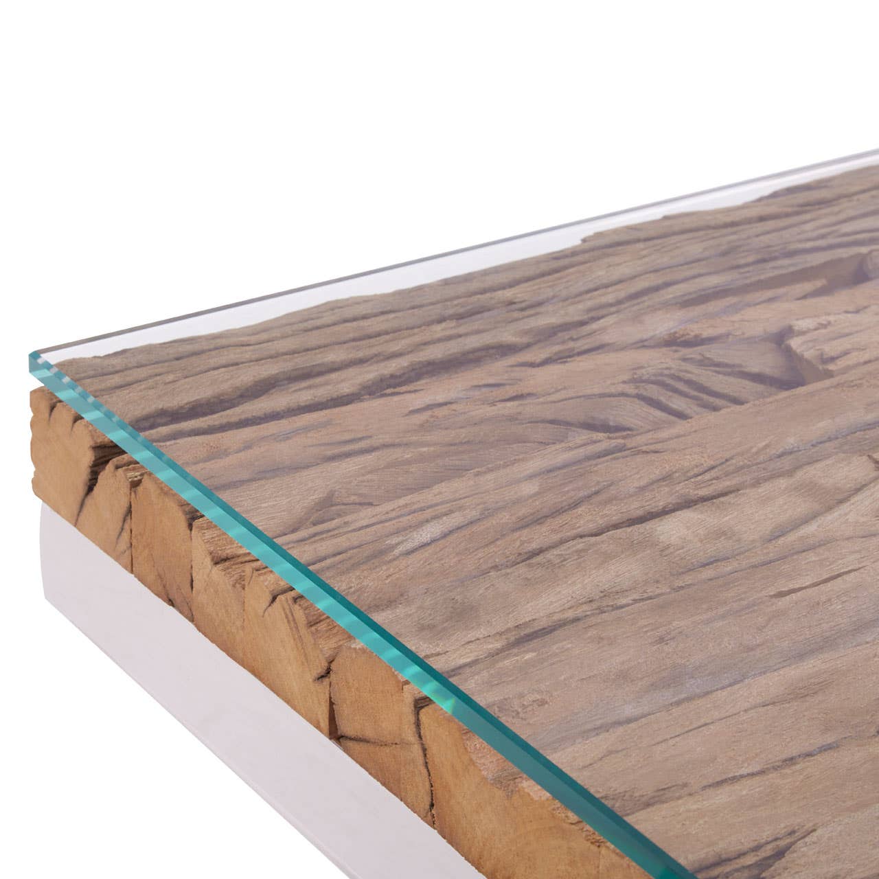 Rustic Wood Glass Side Table
