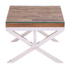 Rustic Glass Top End Table
