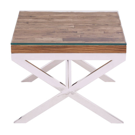 Rustic Glass Top End Table