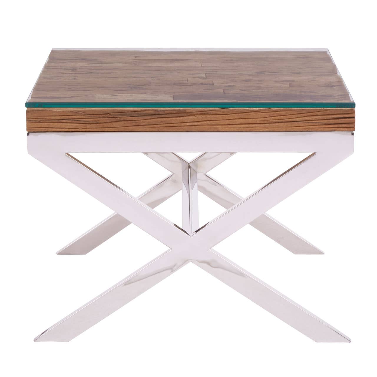 Rustic Glass Top End Table