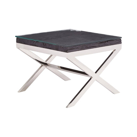 Ebony Glass Top End Table