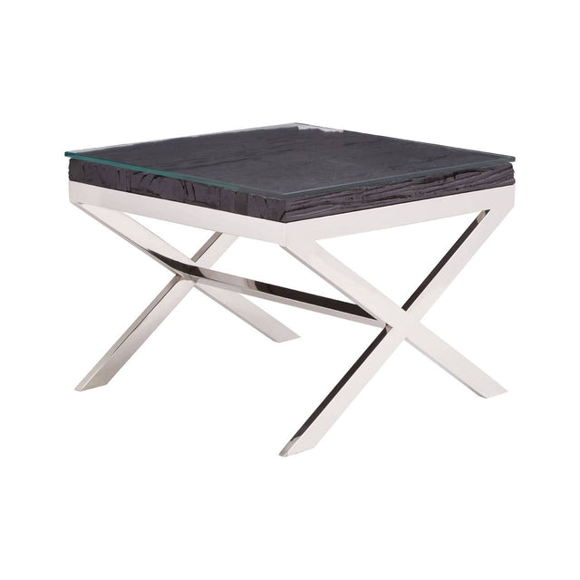 Ebony Glass Top End Table