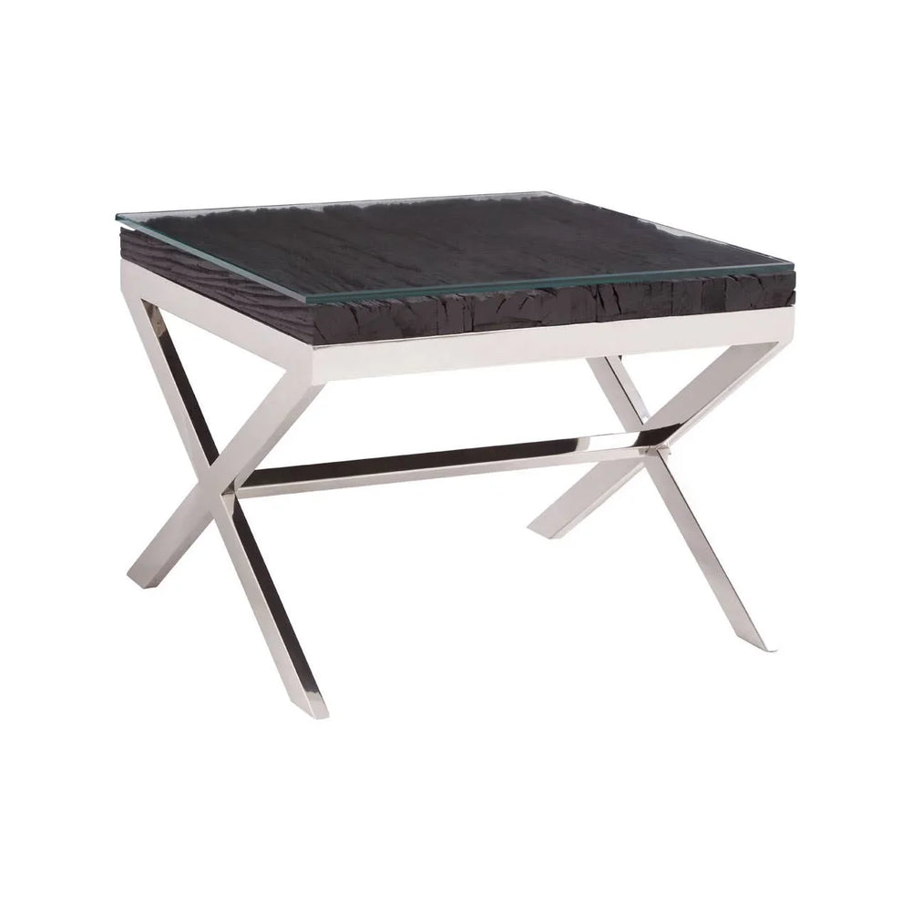 Ebony Glass Top End Table