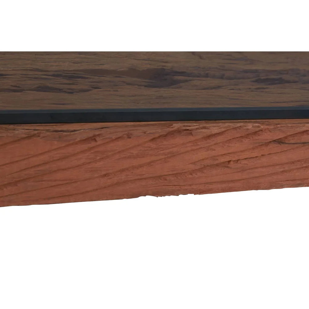 Rustic Wood Glass Dining Table