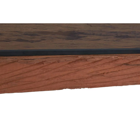 Rustic Wood Glass Dining Table