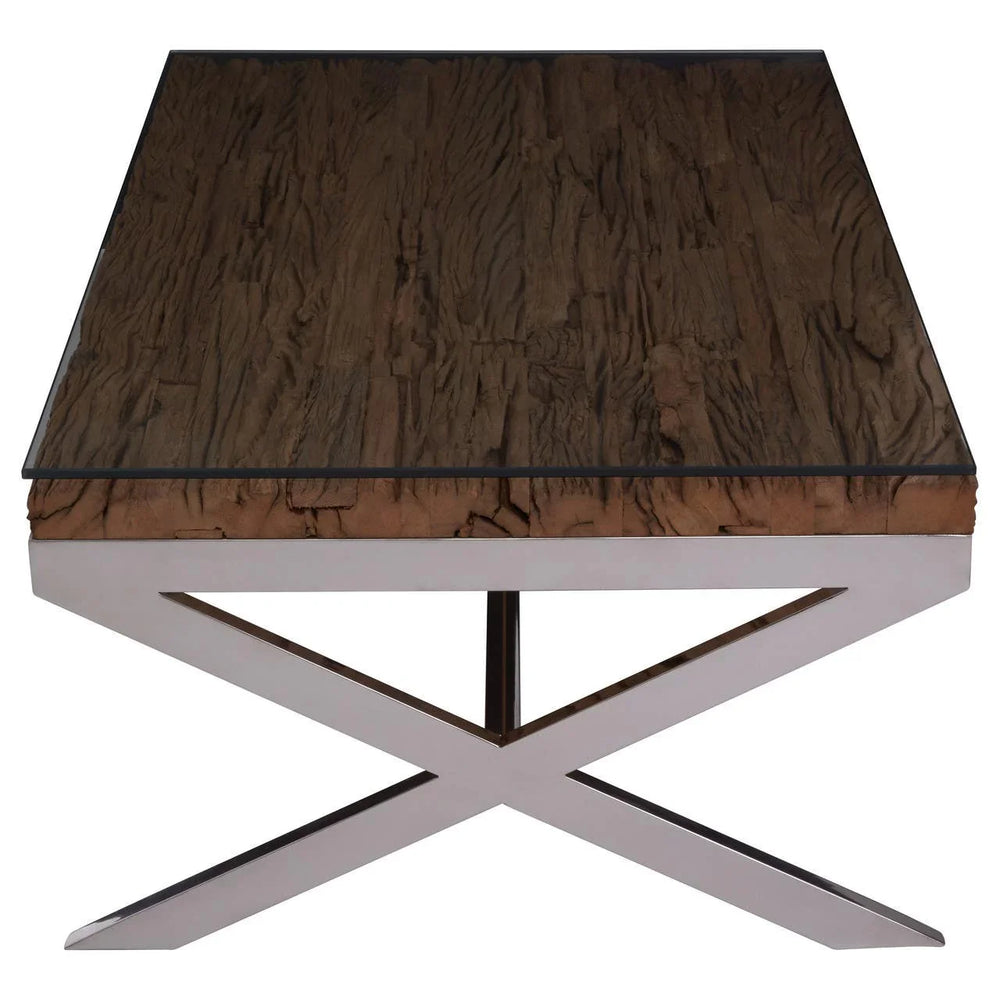 Rustic Cross Base Wood Table